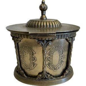 Vintage Brass Bucket with Removable Biscuit Tea Caddy
